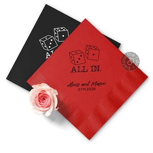 All In Vegas Themed Wedding Napkins - Reception Napkins - Personalized Napkins - Cocktail Napkins - Paper Wedding Napkins - Vegas Wedding