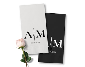 Guest Towel Napkins, Custom Monogram, Initials Wedding