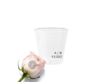 Personalized 2oz Plastic Shot Glasses Small Initials - Personalized Wedding Shot Glasses - Custom Shot Glasses - Wedding Favors Shot Glasses