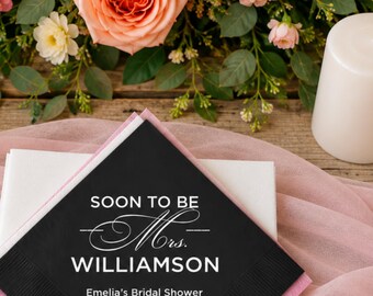 Soon to be Mrs Napkins, Bridal Shower, Custom Cocktail Napkin