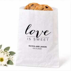 Love is Sweet, Wedding Favors, Custom Treat Bags, Cookie Bag