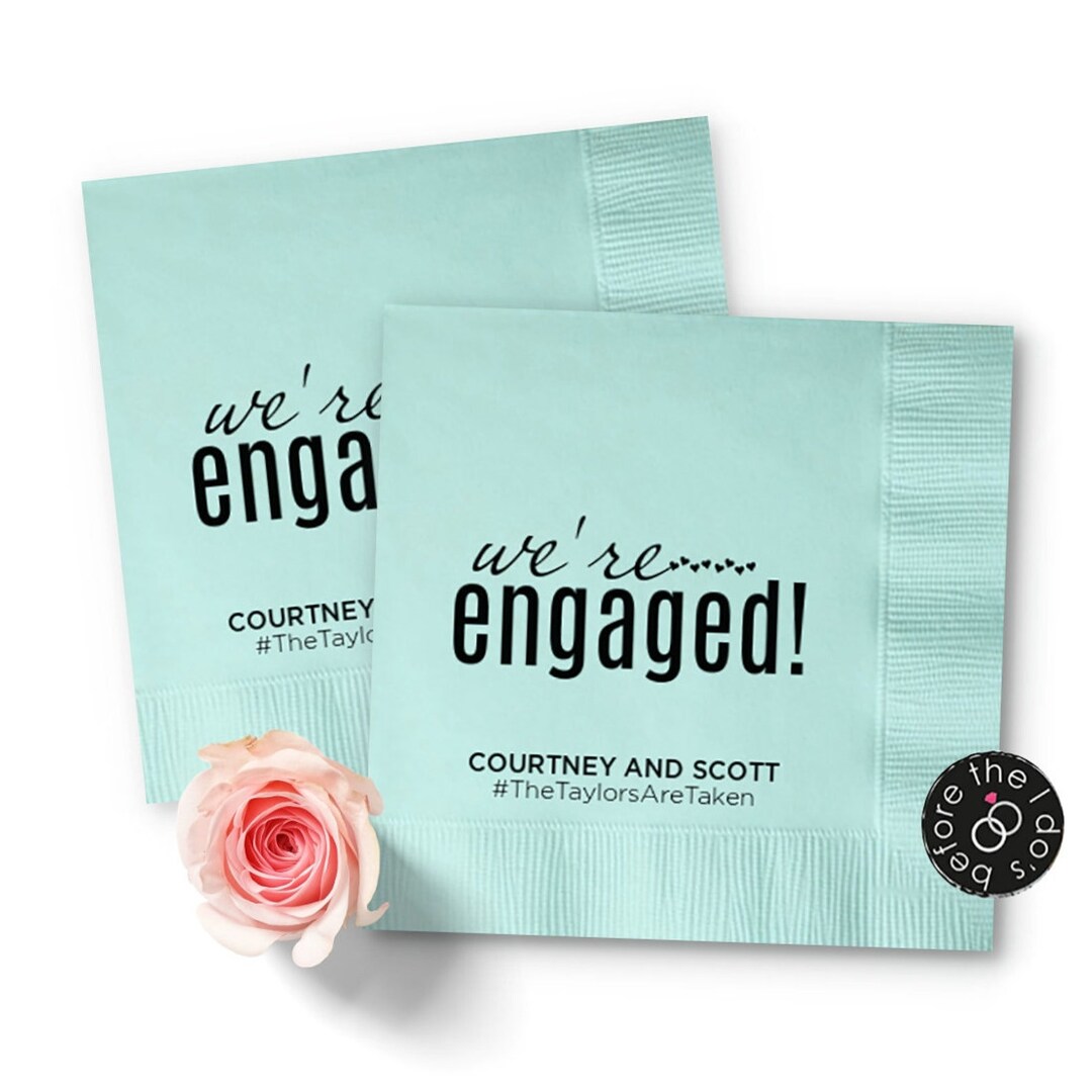 Engagement Party Napkins We're Engaged Personalized Napkins Party