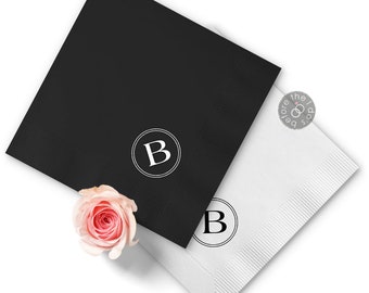 Monogram Initial Minimalist Personalized Wedding Napkins - Cocktail Napkins - Paper Wedding Napkins - Wedding Bar Napkins - Custom Napkins