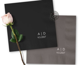 Minimalist Personalized Wedding Napkins with Initials - Custom Cocktail Napkins, Monogram Initials Napkin, Modern Napkins Wedding