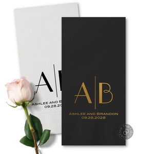 Large Initials Guest Towel Napkins - Wedding Guest Towels - Paper Guest Towels - Wedding Reception Guest Towels - Bathroom Guest Towels