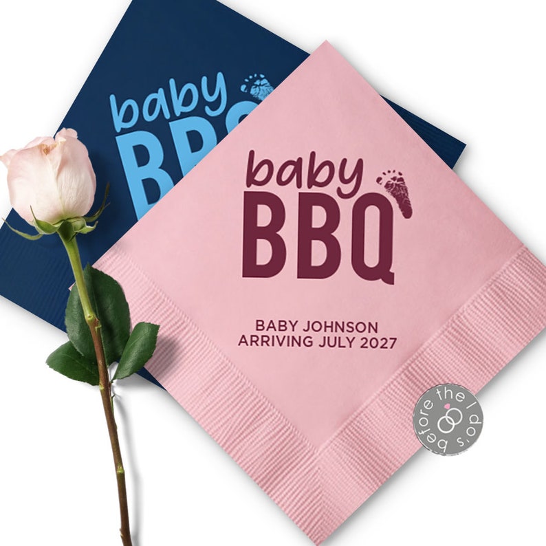 Personalized Napkins Baby BBQ Baby Shower Napkins Paper Etsy