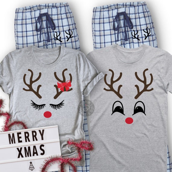 Reindeer Christmas Pajamas For Couple Family Matching Gift 1 T-Shirt Reindeer Christmas Pajamas For Couple Family Matching Gift 1 T-Shirt