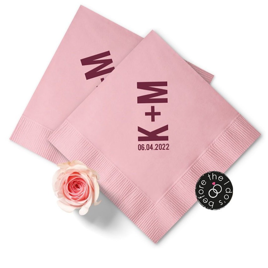 Bold Initials Custom Napkins Personalized Wedding Napkins Cocktail