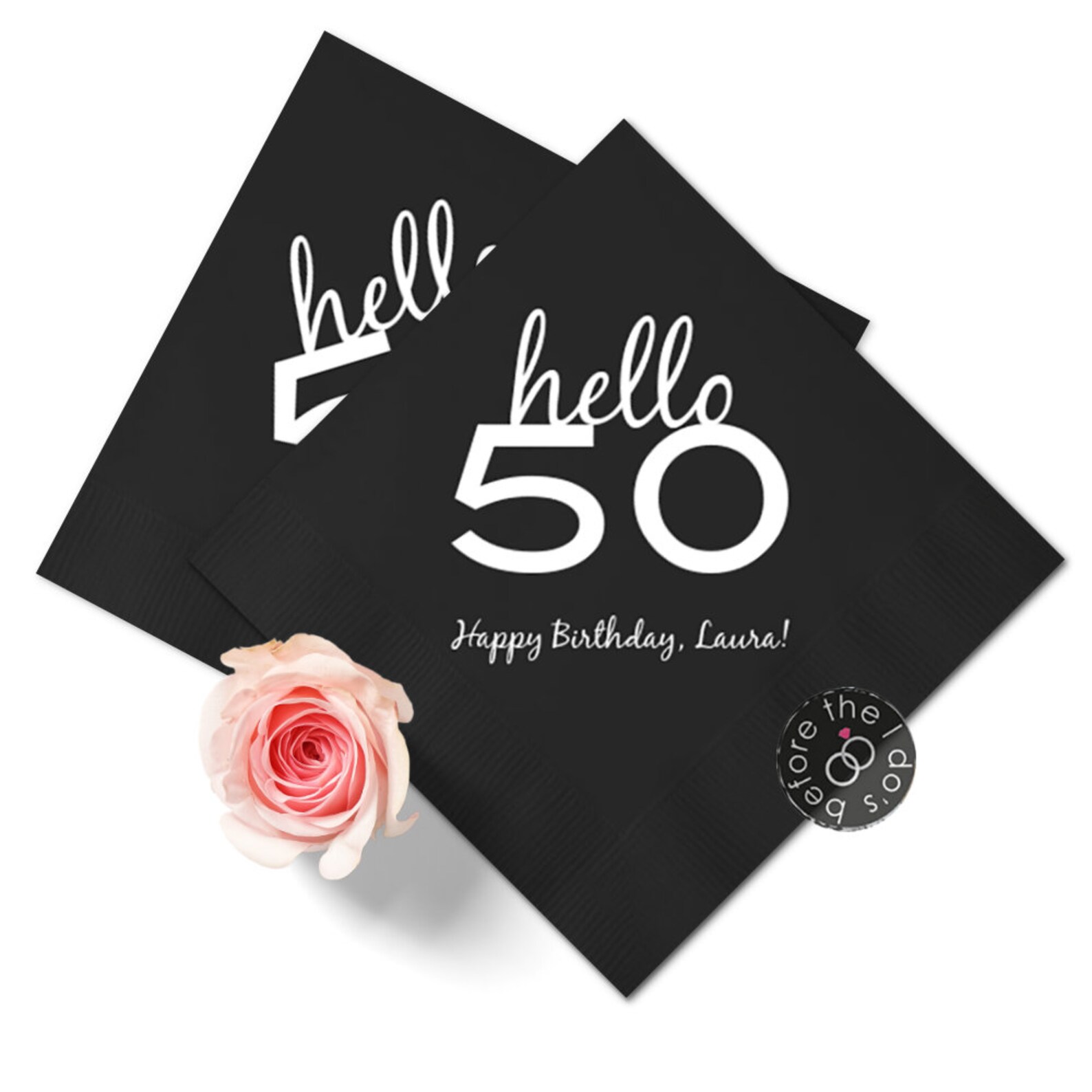 Personalized Birthday Napkins Hello 50 Personalized Napkins Etsy