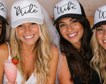 Bachelorette Party Hats Custom, Bride Trucker, Tribe Hat