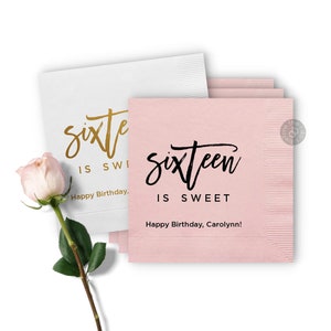 Sixteen is Sweet Napkins, Custom 16th Birthday Decorations