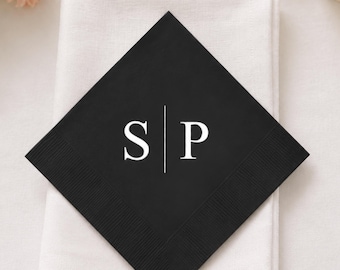 Monogrammed Wedding Napkins, Custom Initial Napkin
