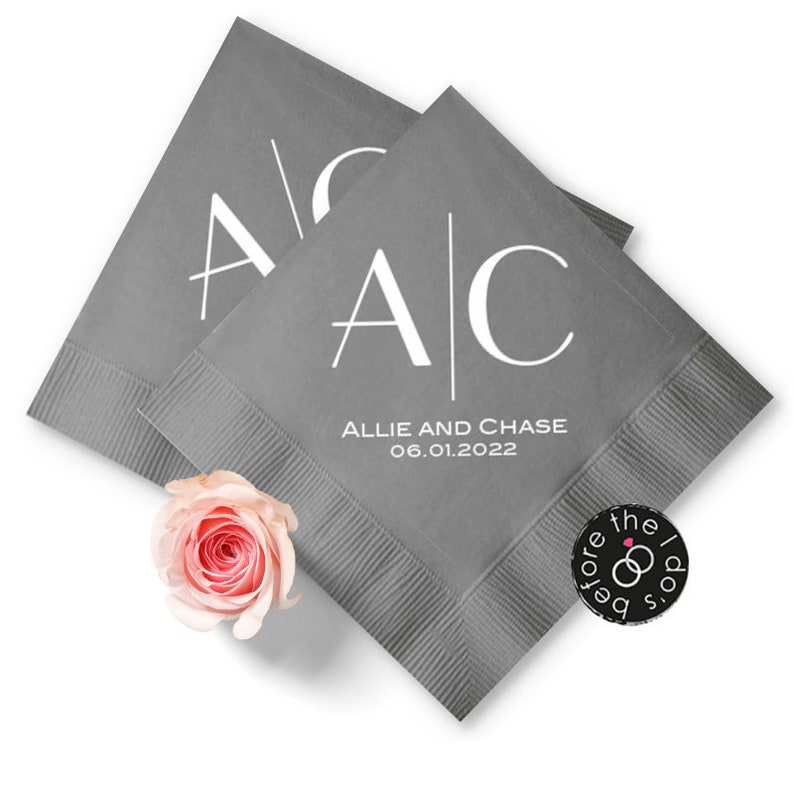 Personalized Wedding Napkins Large Initials Cocktail Napkins Etsy