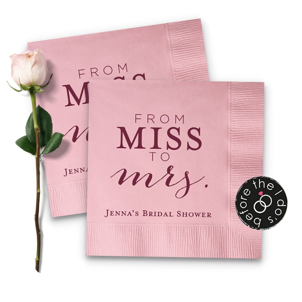 From Miss To Mrs Personalized Bridal Shower Napkins Etsy