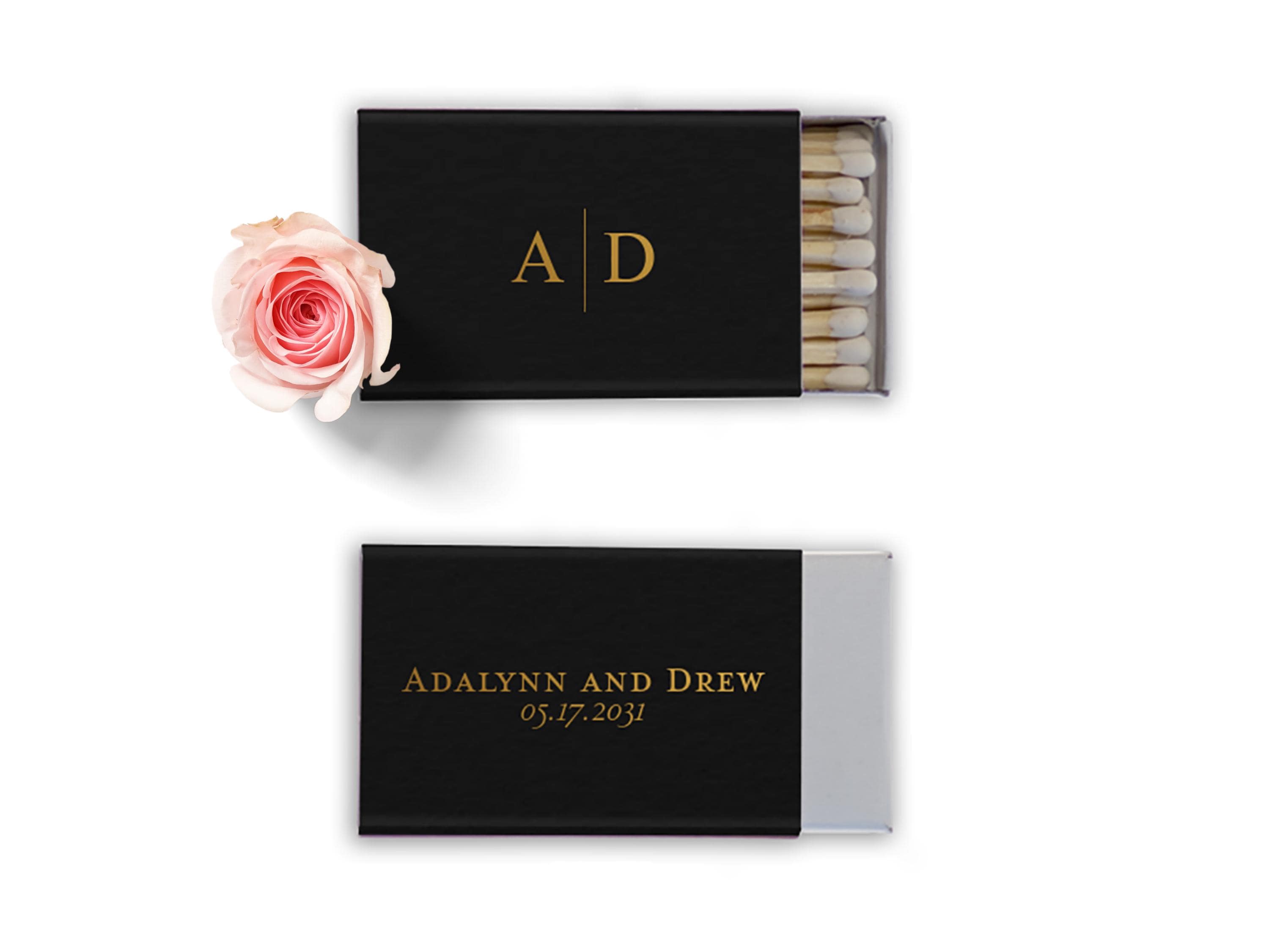 Monogram Matchbox Wedding Favors, Personalized Initials Matchboxes, Custom Wedding Matches