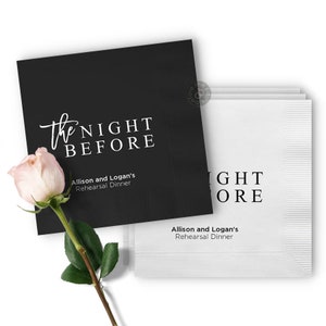 The Night Before Rehearsal Dinner Wedding Napkin, Wedding Dinner Napkin, Rehearsal Dinner Tableware, Wedding Rehearsal Decor