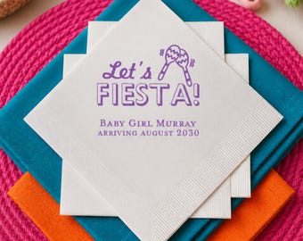 Let's Fiesta Baby Shower, Custom Napkins, Taco Theme