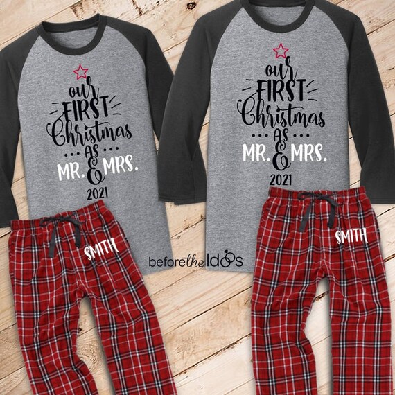 Our First Christmas as Mr. and Mrs. with Last Name on Pant | Etsy