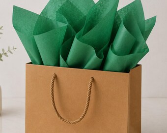 Papel de seda verde esmeralda, bolsa de regalo y embalaje para bodas