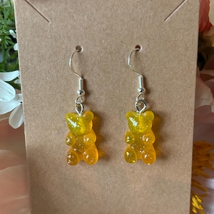 Lemony Gummy Bear Earrings I Rave Earrings, Festival Earrings, Festival Jewelry, Rave Jewelry, Festival accessories, Rave accessories.