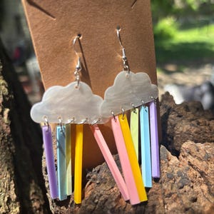 Pastel Rainbow Festival Earrings I Rave Earrings, Festival Earrings, Festival Jewelry, Rave Jewelry, Festival accessories, Rave accessories.