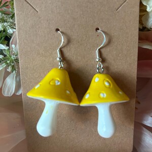 Yellow Mushroom Earrings I Rave Earrings, Festival Earrings, Festival Jewelry, Rave Jewelry, Festival accessories, Rave accessories.