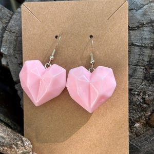 Geometric Pink Heart Earrings I Rave Earrings, Festival Earrings, Festival Jewelry, Rave Jewelry, Festival accessories, Rave accessories.