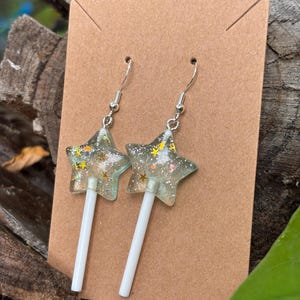 Blue Star Lollipop earrings I Earrings, Festival Earrings, Festival Jewelry, Rave Jewelry, Festival accessories, Rave accessories.
