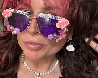 Upcycled Techno Baddie Sunglasses, Rave Festival Sunglasses, UV Protection