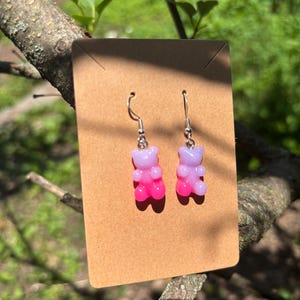 Pink Ice Gummy Bear Earrings I Rave Earrings, Festival Earrings, Festival Jewelry, Rave Jewelry, Festival accessories, Rave accessories.