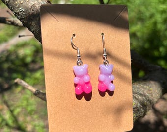 Pink Ice Gummy Bear Earrings I Rave Earrings, Festival Earrings, Festival Jewelry, Rave Jewelry, Festival accessories, Rave accessories.