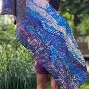 Van Gogh Inspired Pashmina I Festival, Rave, EDM, Rave scarf, Festival scarf, Festival accessories, Rave accessories, EDM accessories.