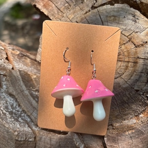 Pink Mushroom Earrings I Rave Earrings, Festival Earrings, Festival Jewelry, Rave Jewelry, Festival accessories, Rave accessories.