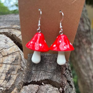 Red Mushroom Earrings I Rave Earrings, Festival Earrings, Festival Jewelry, Rave Jewelry, Festival accessories, Rave accessories.