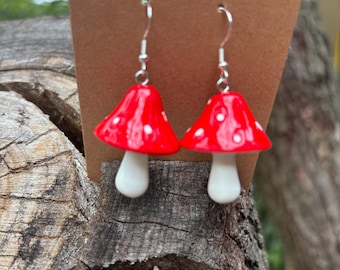Red Mushroom Earrings I Rave Earrings, Festival Earrings, Festival Jewelry, Rave Jewelry, Festival accessories, Rave accessories.
