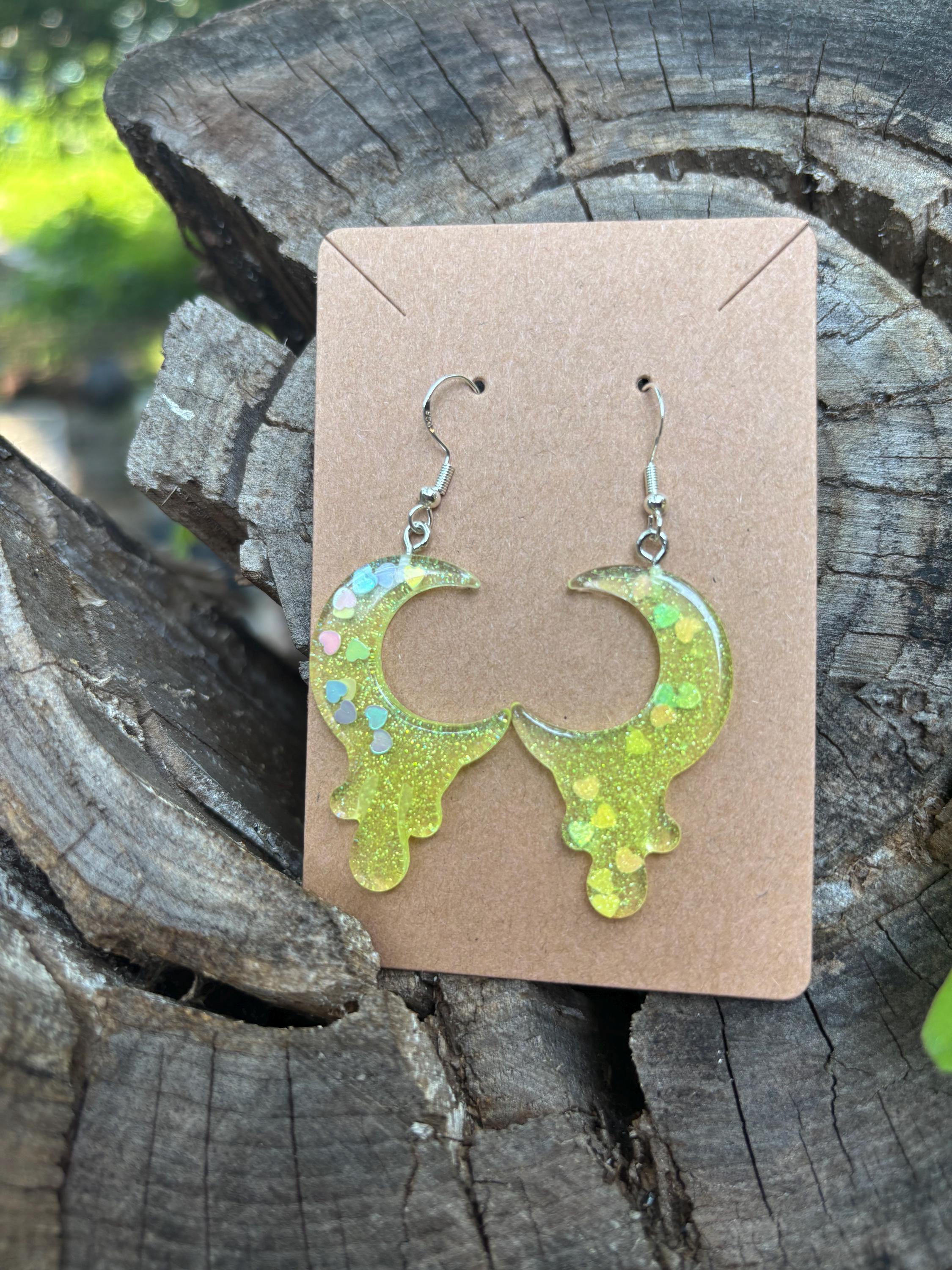Trippy Crescent Moon earrings I Rave Earrings, Festival Earrings, Festival Jewelry, Rave Jewelry, Festival accessories, Rave accessories.