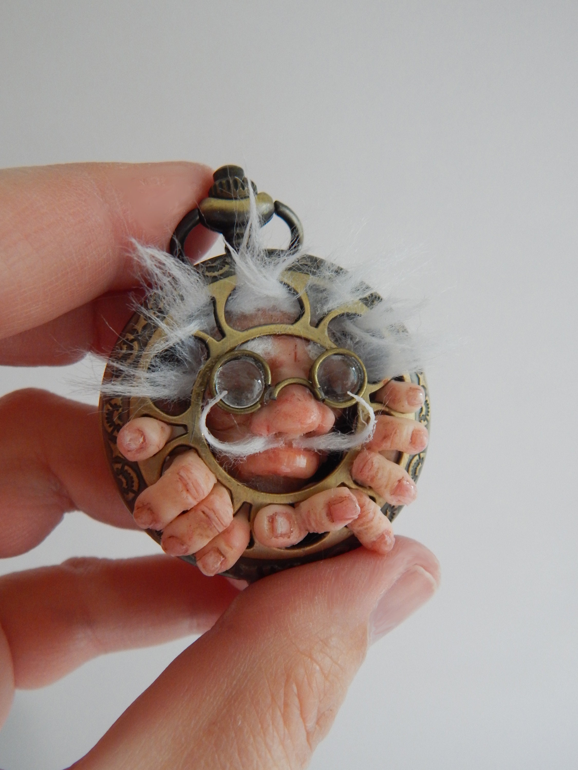 Unusual polymer clay faery or goblin fob