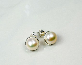 Sterling Silver and Freshwater Pearl Studs