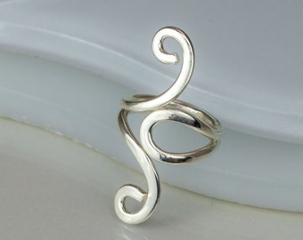 Adjustable Sterling Silver Scroll Ring