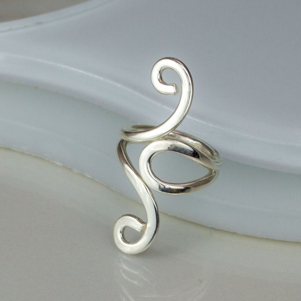 Adjustable Sterling Silver Scroll Ring