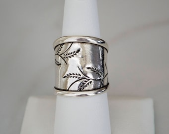 Sterling Silver Ring, Sterling Silver Ring for Women, Sterling Silver Cuff Ring, Wide band Ring, Adjustable Sterling Silver Ring Boho Style