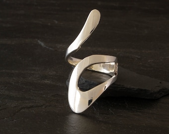 forged statement ring solid  Sterling silver size R T Details about    Thick hand made