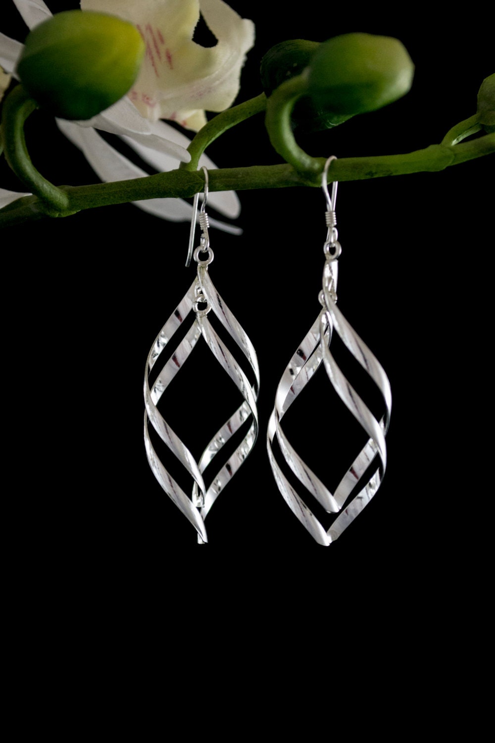 thumbnail image 2 of 925 Sterling Silver Elegant Floral Diamond Stud Earrings 2 of 13