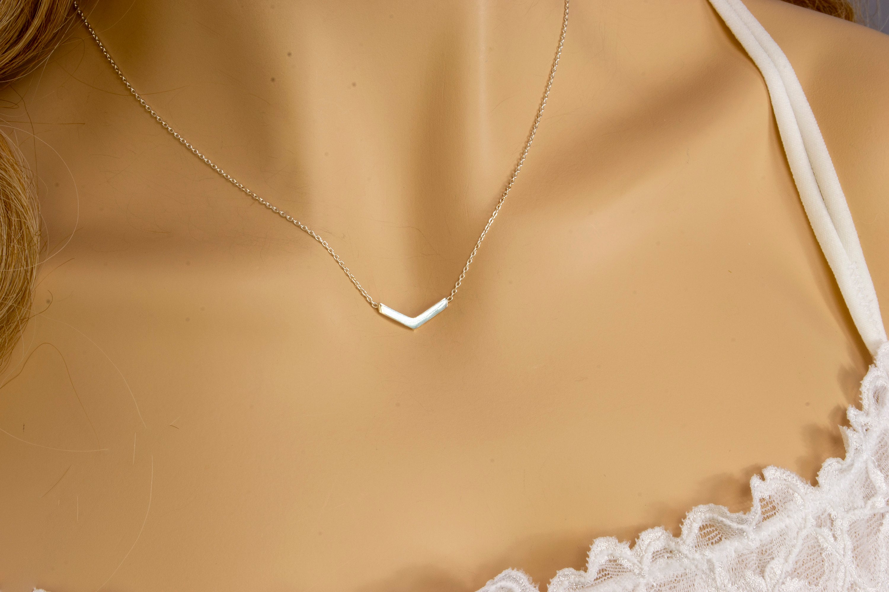 Gems One Diamond Baguette Icicle Chevron Necklace In 14k White Gold  (1/10ctw) PD30836-4WC - Michael Eller Diamonds