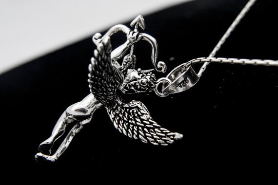 Sterling Silver Cupid Pendant Necklace, Valentine's Day Gift