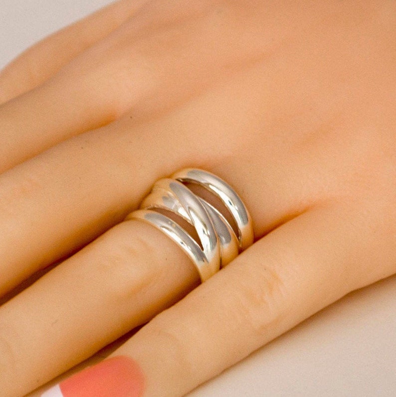 Sterling Silver Ring Sterling Silver Crossover Ring Sterling Etsy