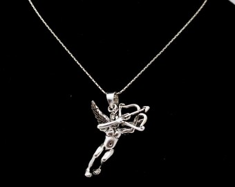 Sterling Silver Cupid Pendant Necklace, Valentine's Day Gift