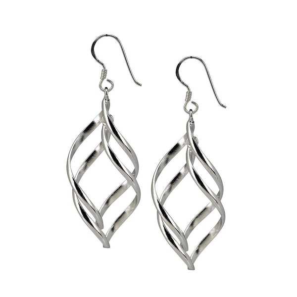 Sterling Silver Earrings Dangle, Sterling Silver Curvy Diamond Dangle Earrings, Sterling Silver Earrings, 925 Silver Earrings EA13662