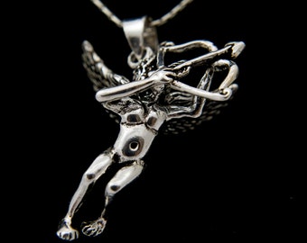 Sterling Silver Cupid Necklace, Valentine's Day Gift PE01266