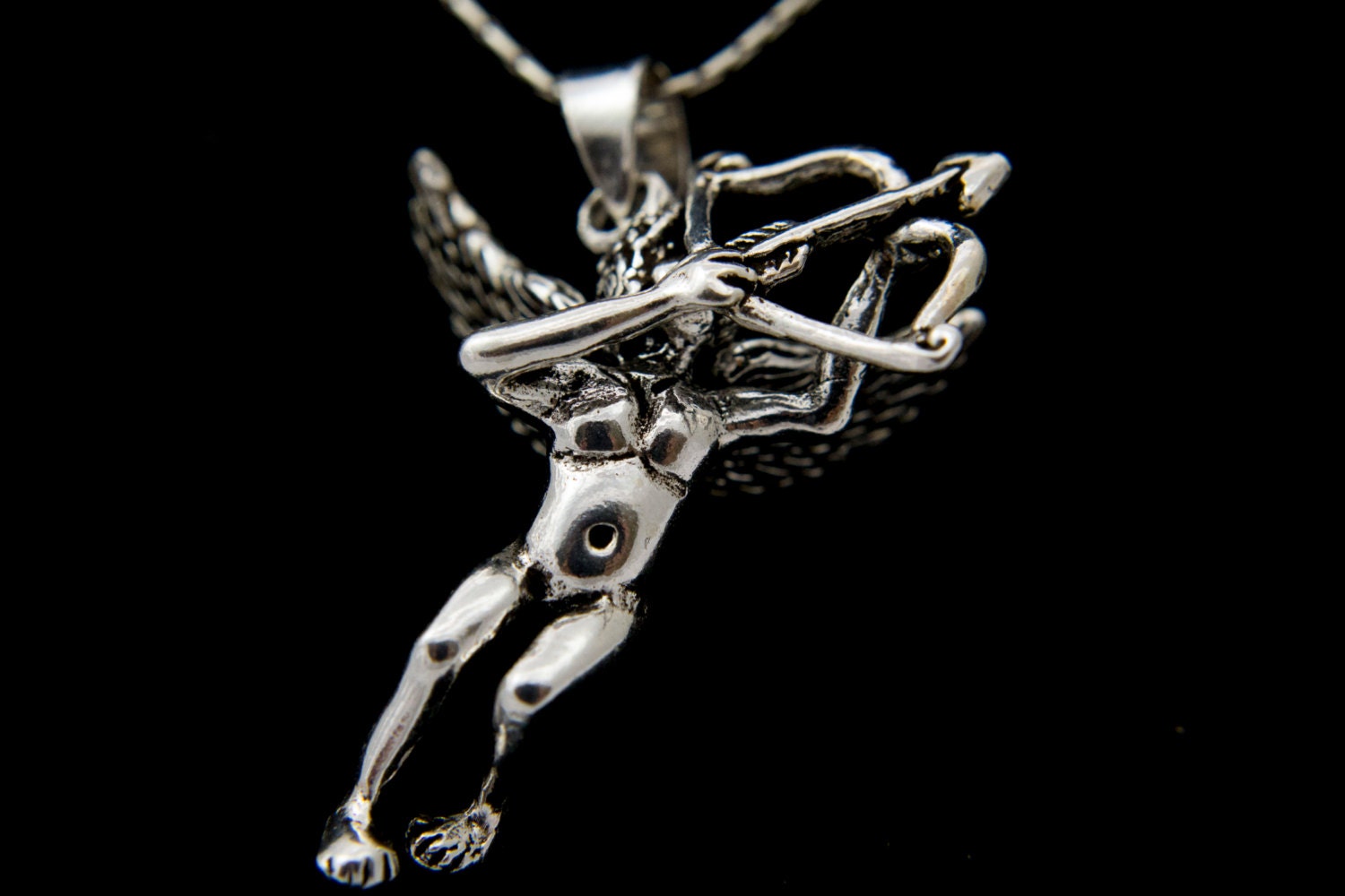 Sterling Silver Cupid Pendant Necklace, Valentine's Day Gift